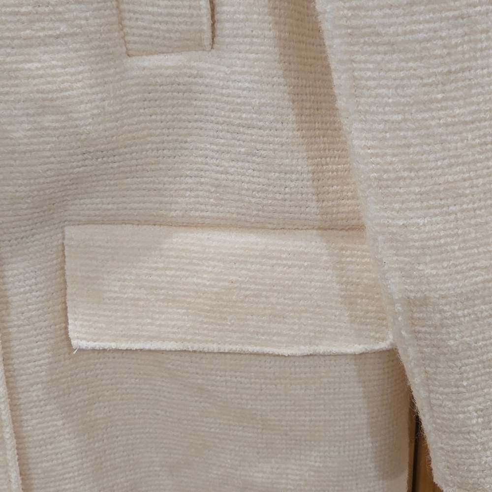Zara Women's Blazer Coat, Wool Blend, Unlined, Creamy White, Buttons, Small - Picture 6 of 16